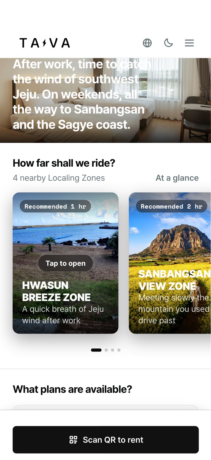 Localing zones listed with ride times on the stay screen